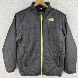 The North Face Jacket Boys XL Black Green Puffer Full Zip Winter Coat